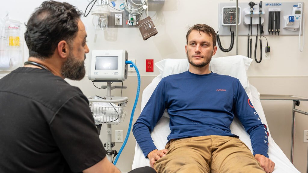 priority emergency center doctor checking the patient