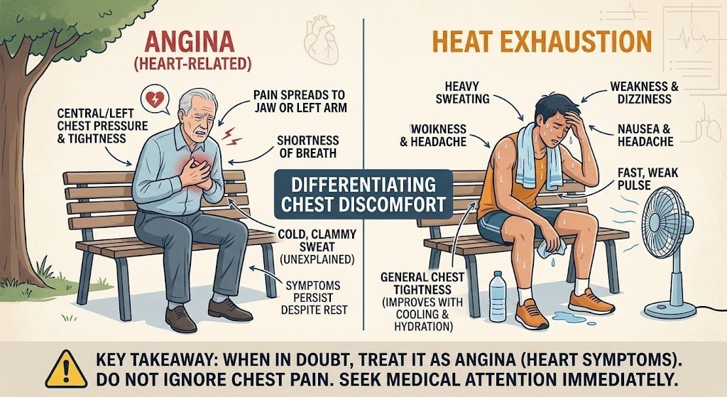 Angina and Chest Pain in Summer Heat